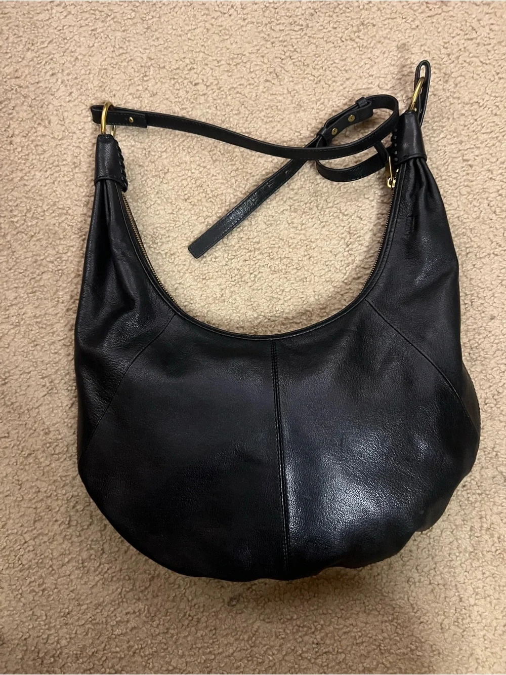 Walter Baker Black Leather Hobo with Gold Handle